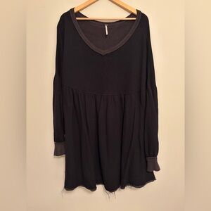 Free People Black V-Neck Sweater Tunic